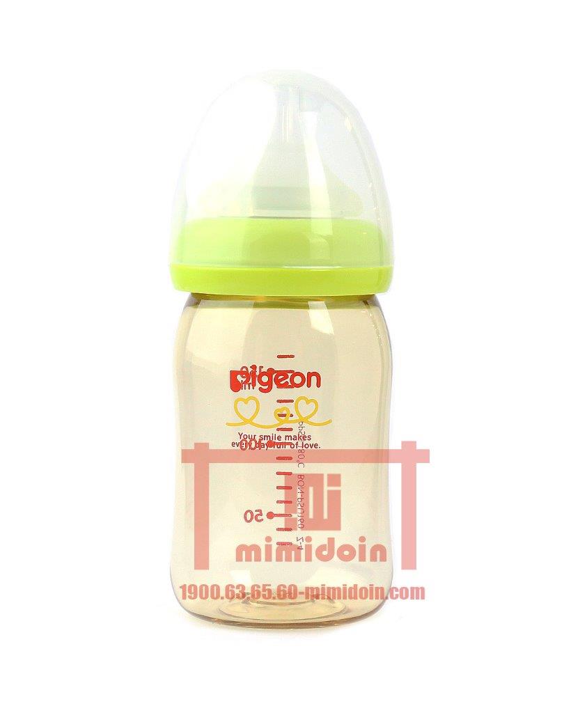 PIGEON- Bình sữa nhựa cổ rộng màu xanh lá cây 160ml 00316 D