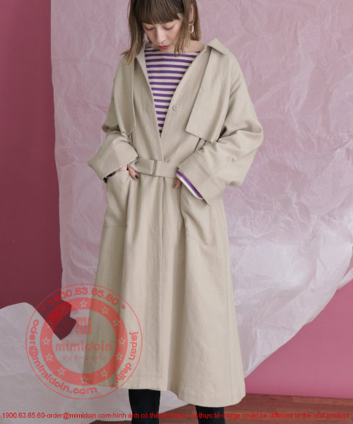 Cotton linen volume coat	綿麻ボリュームコート D